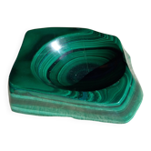 Vintage Solid Malachite Block Ashtray / Vide-Poche — Heavy 1.34kg Geometric