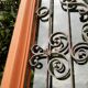 Window frame 179x88cm walnut oak wrought iron grille opening glass panel