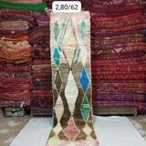 Handmade woolen bohemian Berber runner rug
