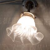 Art Deco wall sconce in porcelain, brass and crystal - early 20th century