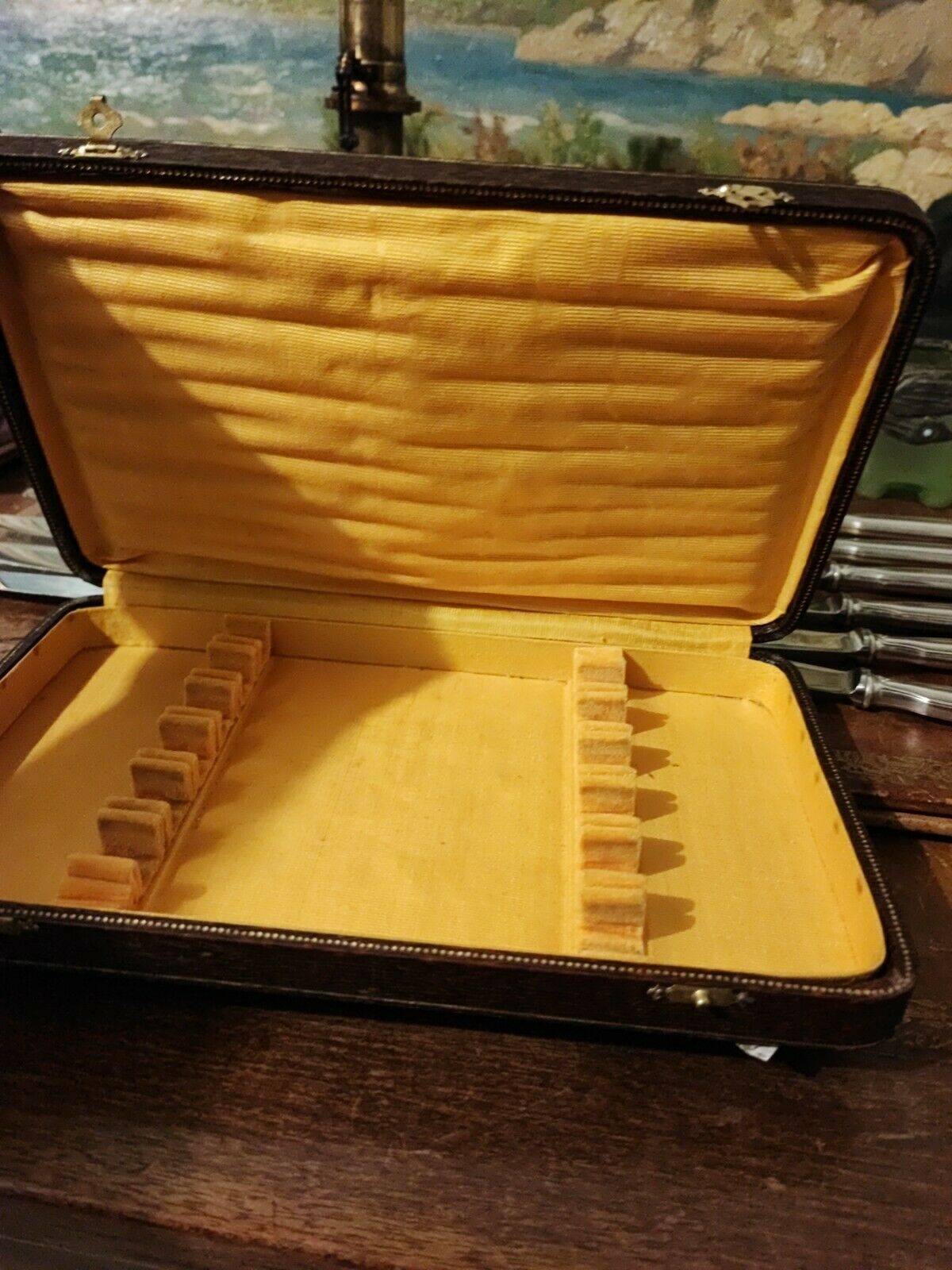 Set of 12 silver metal knives brand Alfénide with their case