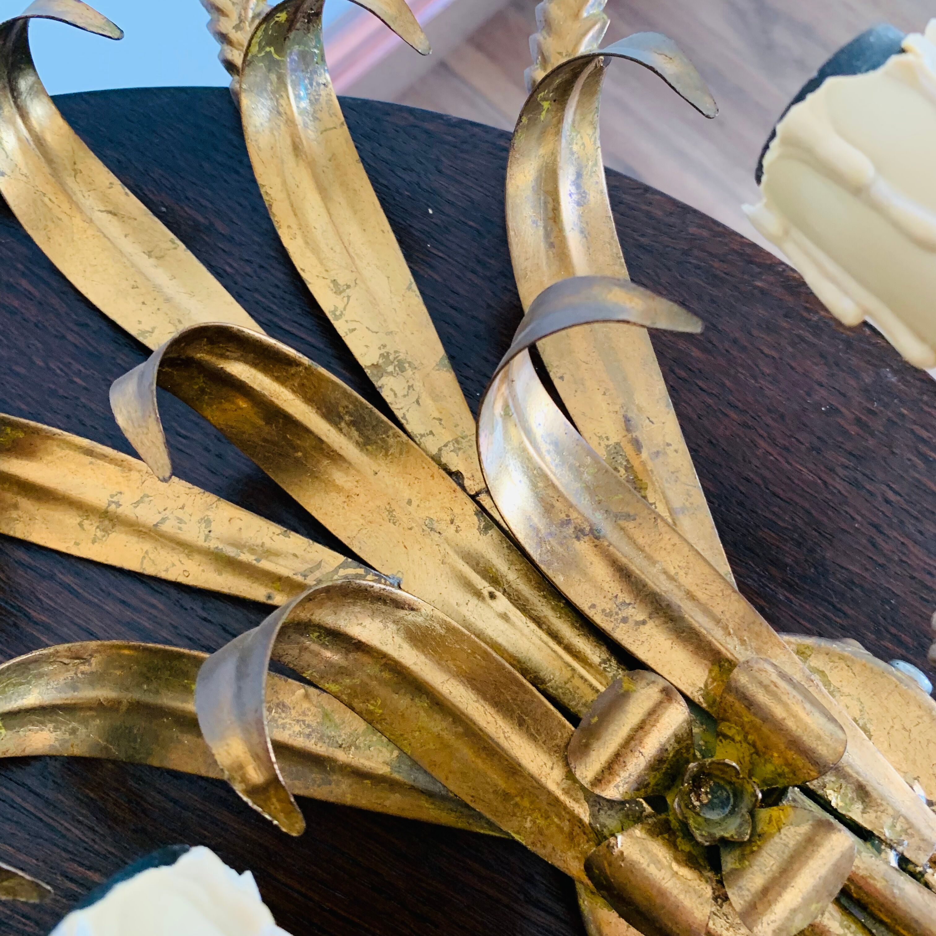 Pair of gilded wall sconces sheaves of wheat