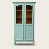 Vintage grey-green glass cabinet from the 1960s.