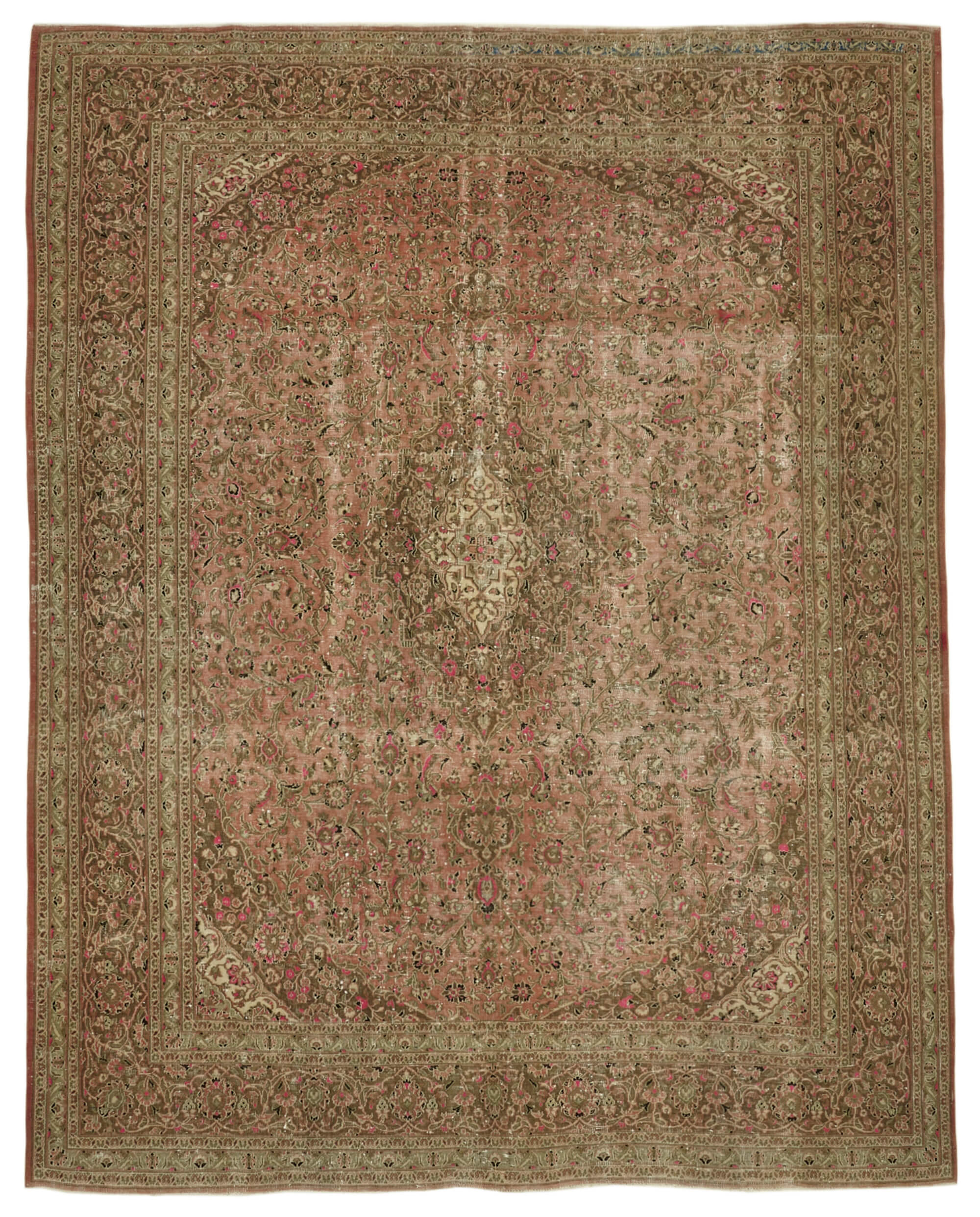 Handmade Oriental Unique 1980s 290 cm x 370 cm Beige Wool Carpet