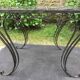 Vintage ceramic coffee table by Guy Trévoux with wrought iron base.