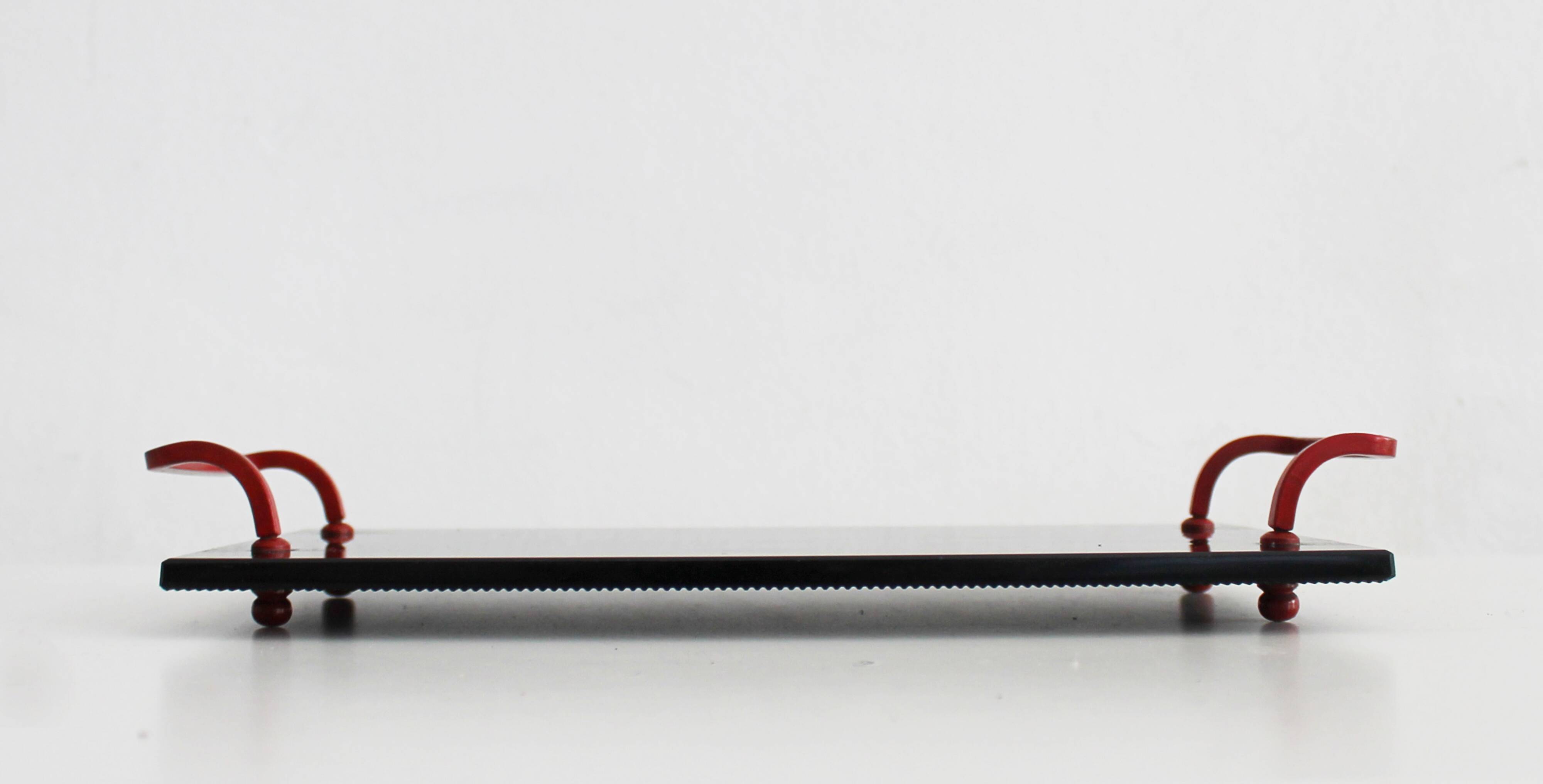 1930's Black Opaxite Glass Serving Tray