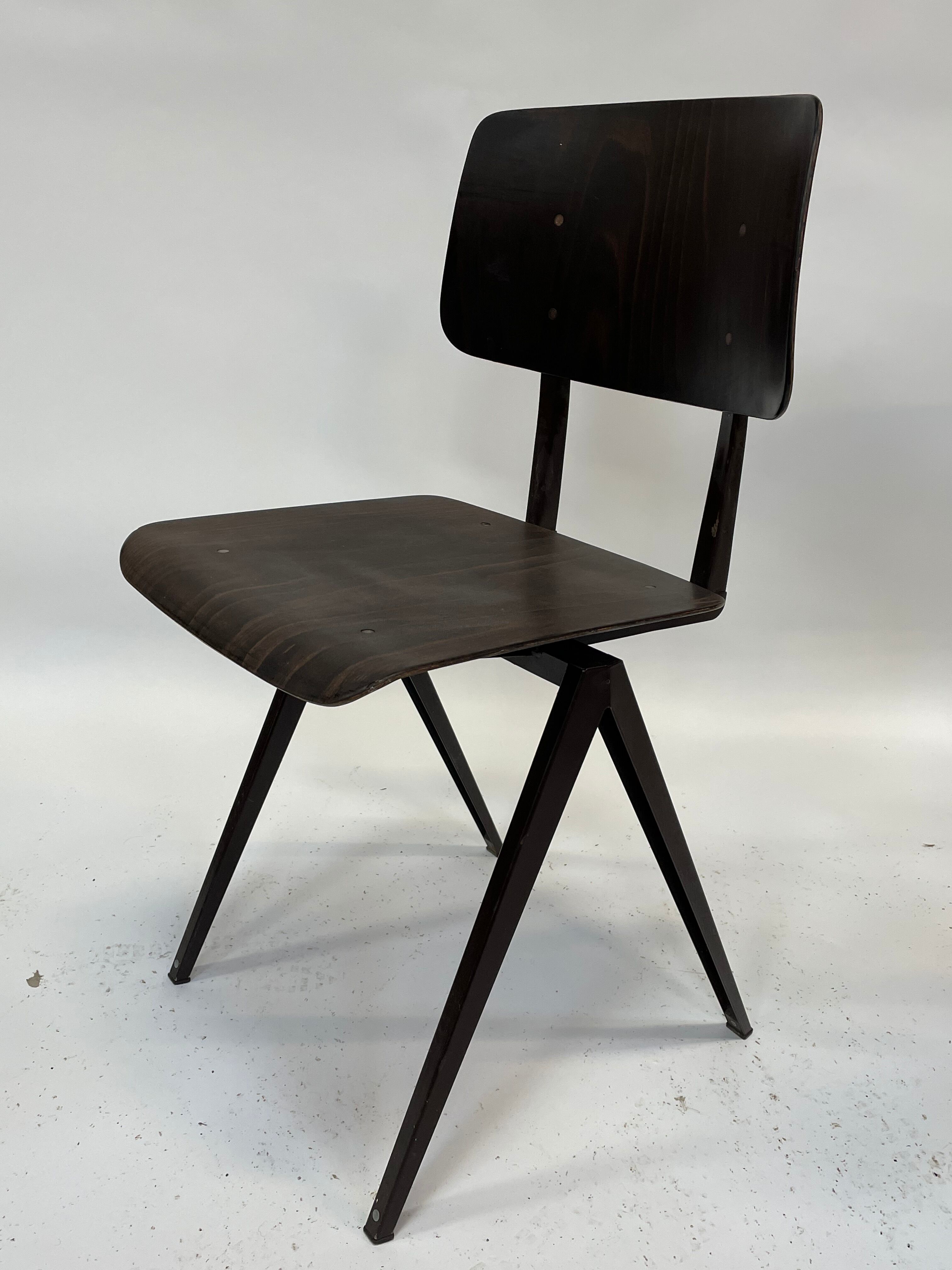 Lot de 4 chaises d’école vintage Galvanitas S16 Pays-Bas