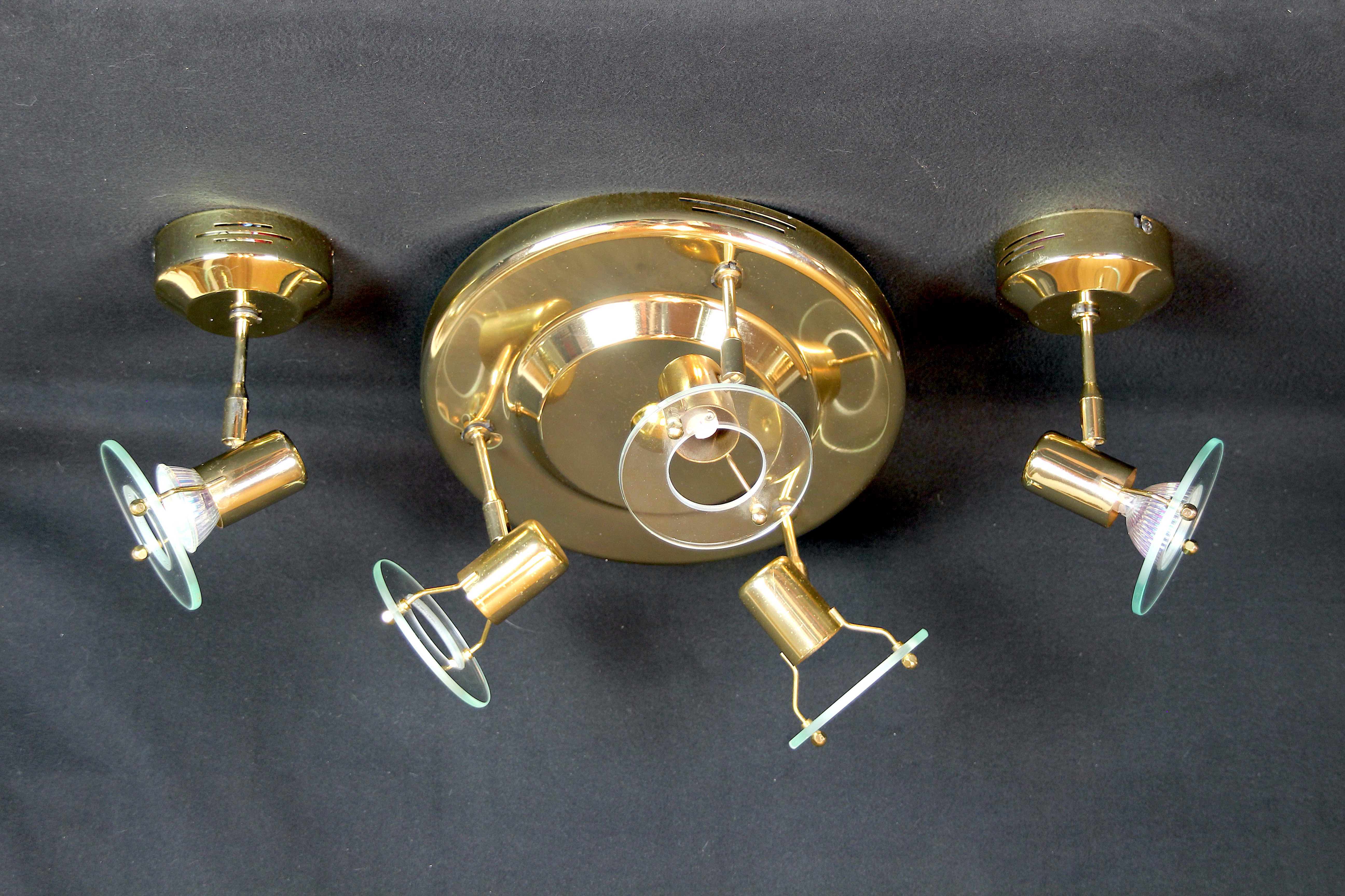 Late 20th Century Modern Full Brass Sconces and Flush Mount by Fase - 3 Piece Set