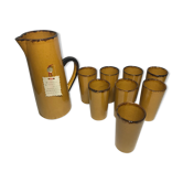 Service à jus poet laval anne pichet + 8 verres céramique beige vintage