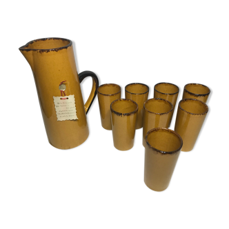 Juice poet laval anne pitcher + glasses vintage beige ceramic 8 service