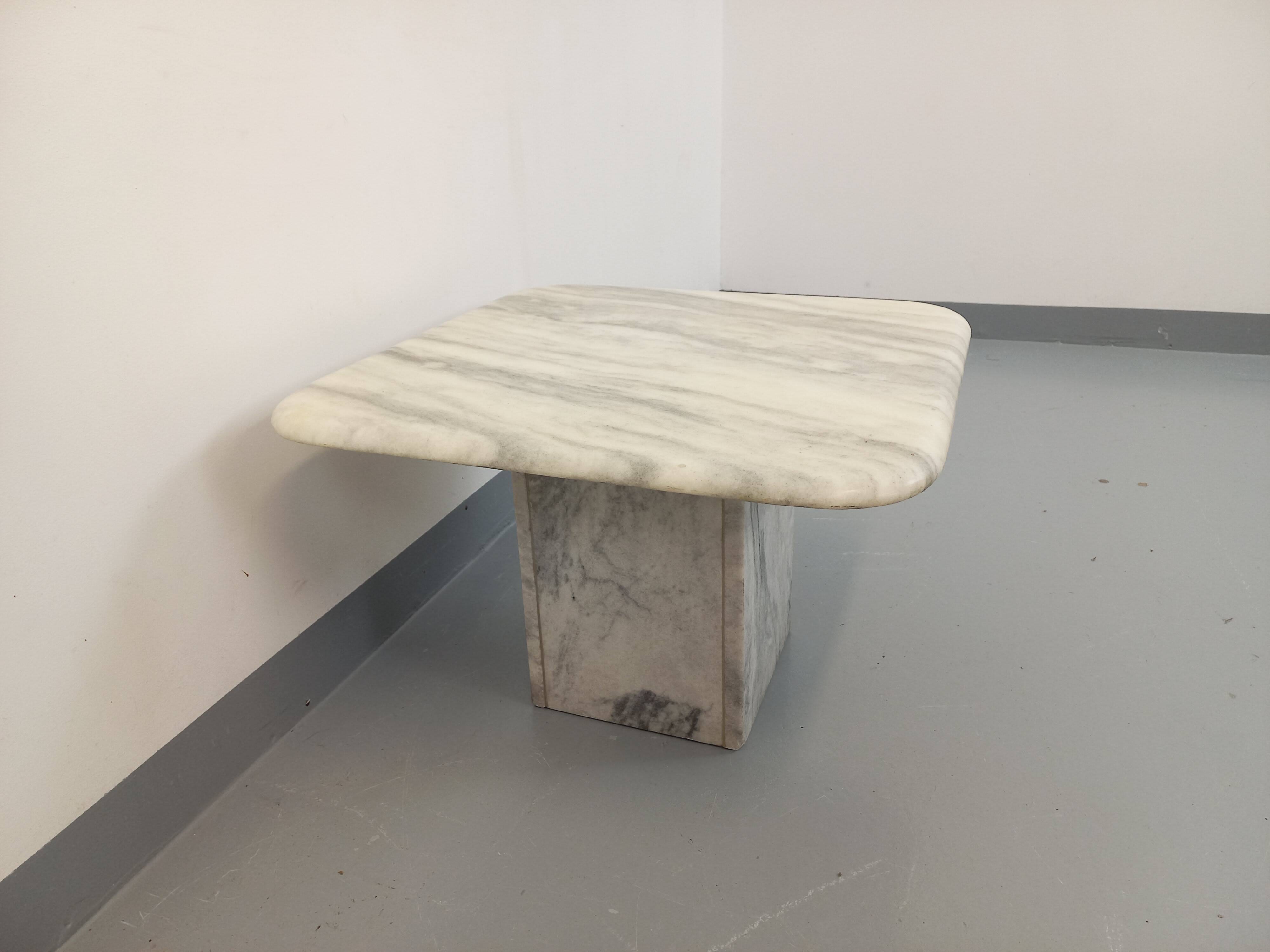 Vintage white marble coffee table from the 70s