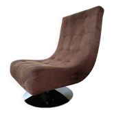 Fauteuil vintage pivotant en suède marron-esprit design années 60/70s
