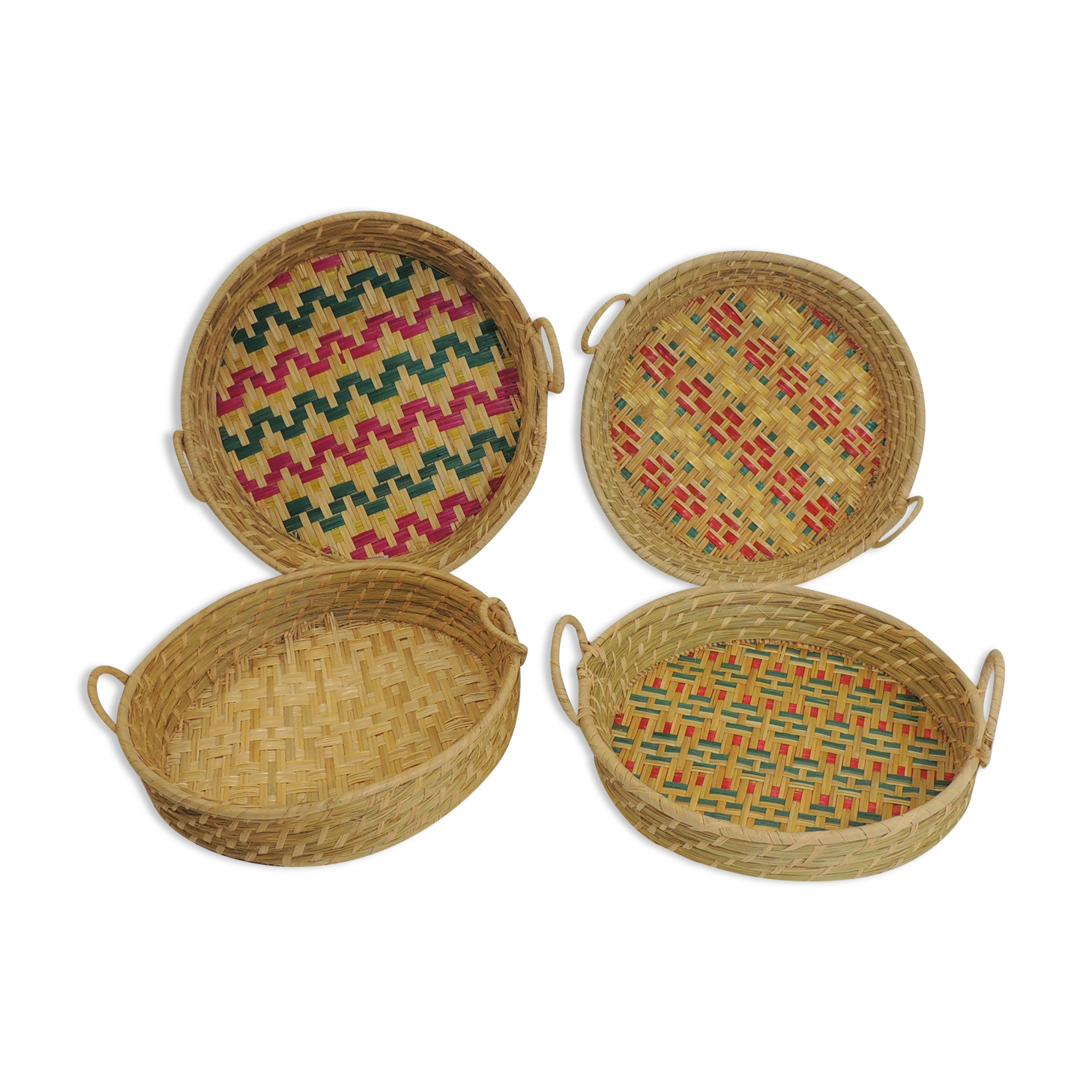 Set Basket natural fiber and raffia / vintage / africa