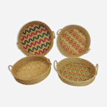 Set Basket natural fiber and raffia / vintage / africa