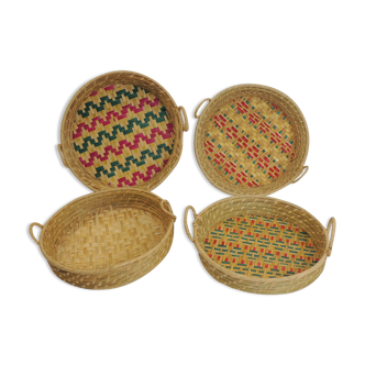 Set Basket natural fiber and raffia / vintage / africa