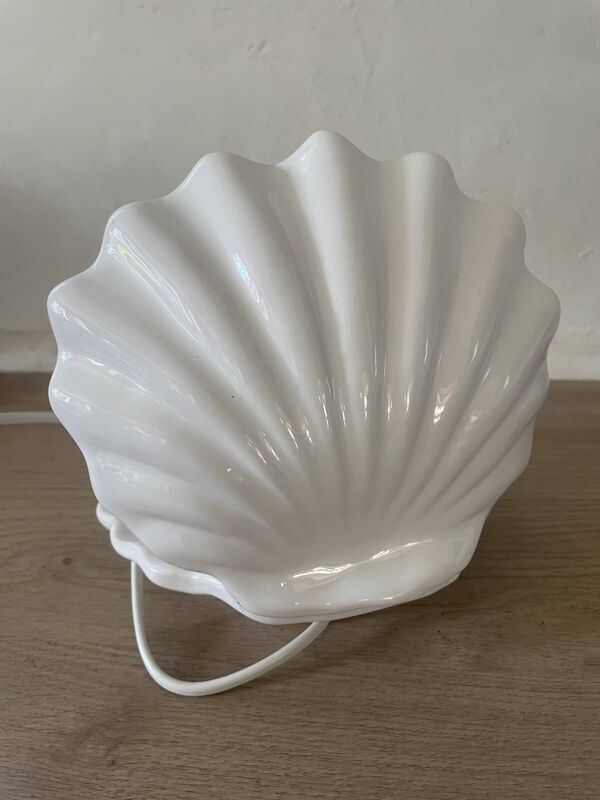 Lampe  coquillage céramique et opaline 70´s