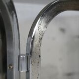 Table chrome steel smoked glass slab. France, circa 1970