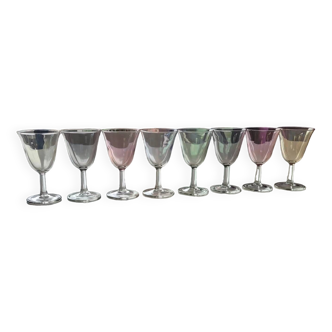 8 verres à pied colorés vintage
