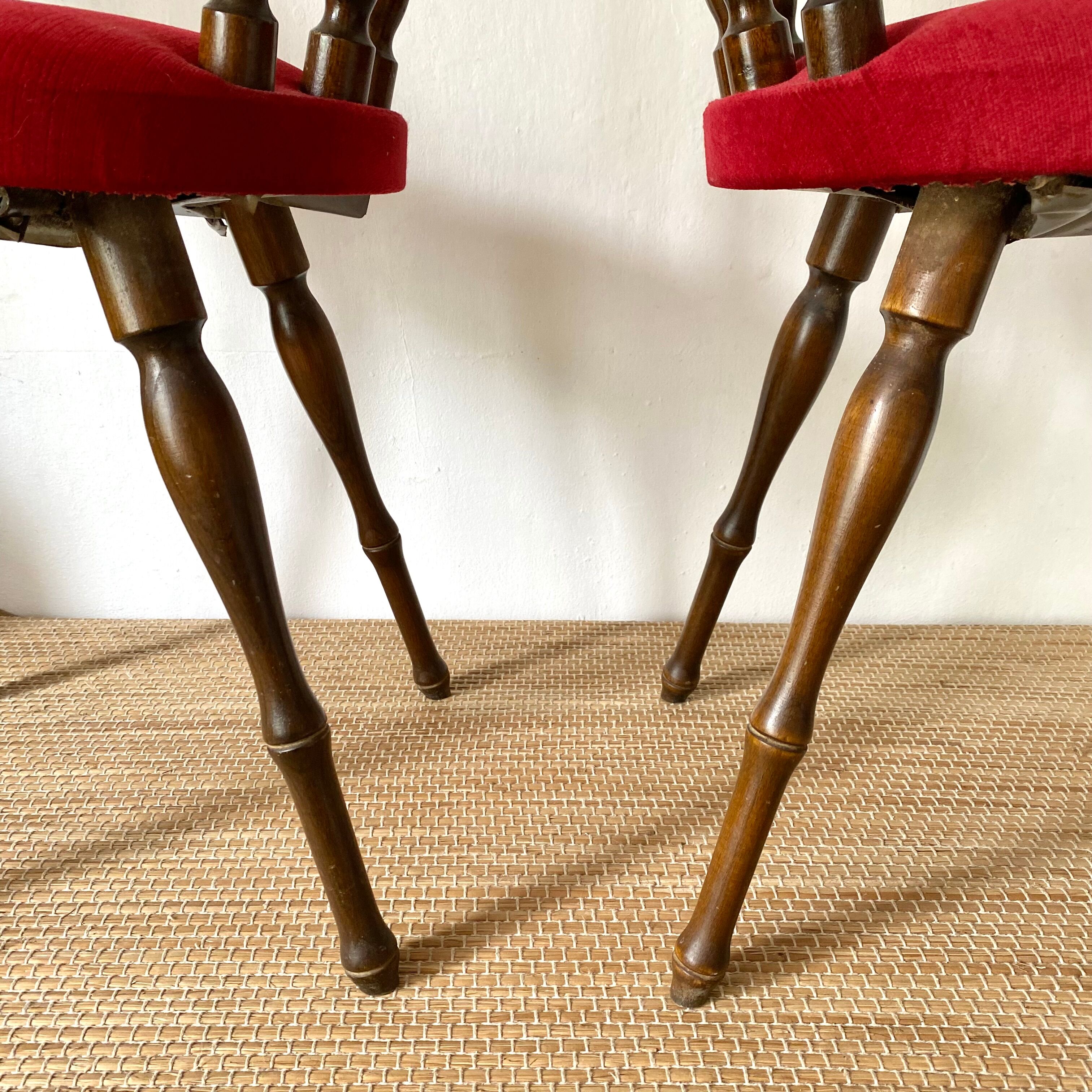 Pair of velvet chairs 60s-70s