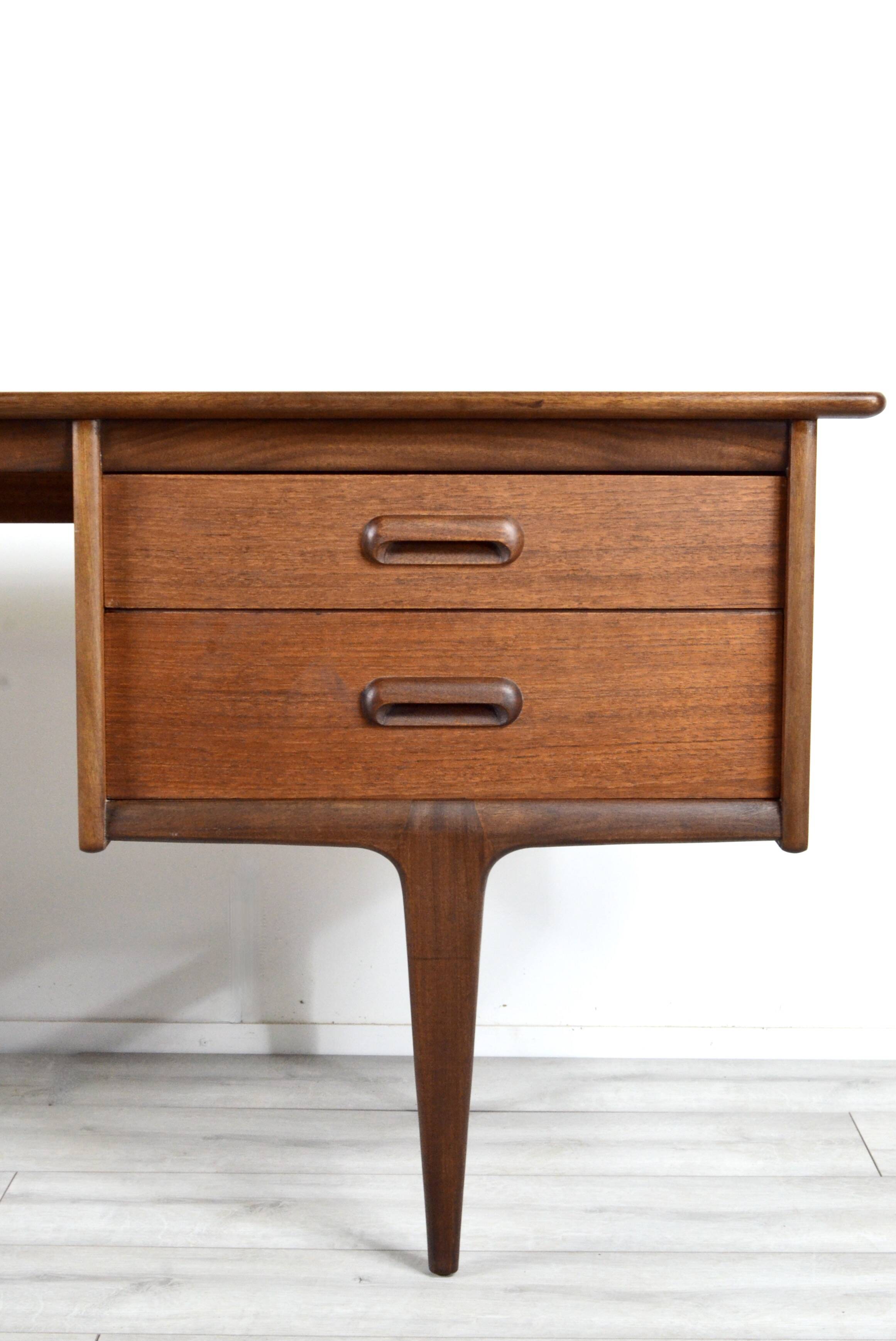 Midcentury Afromosia Desk From A. Younger Designed By John Herbert. Vintage