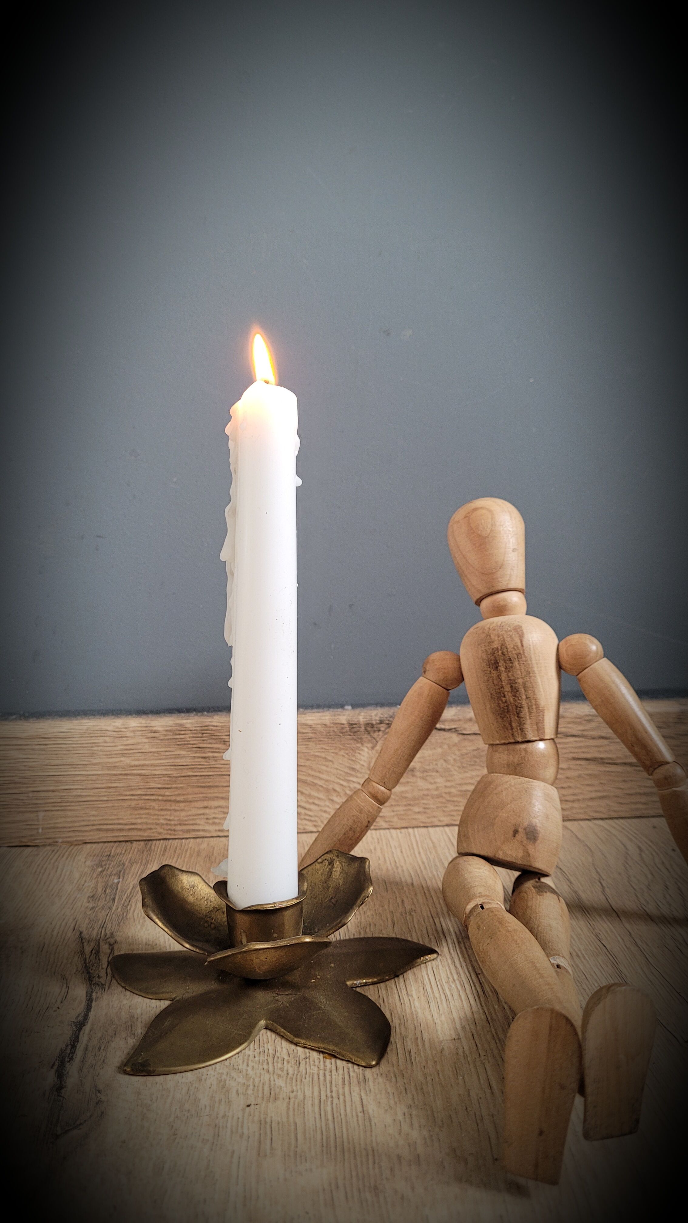 Brass flower candlestick