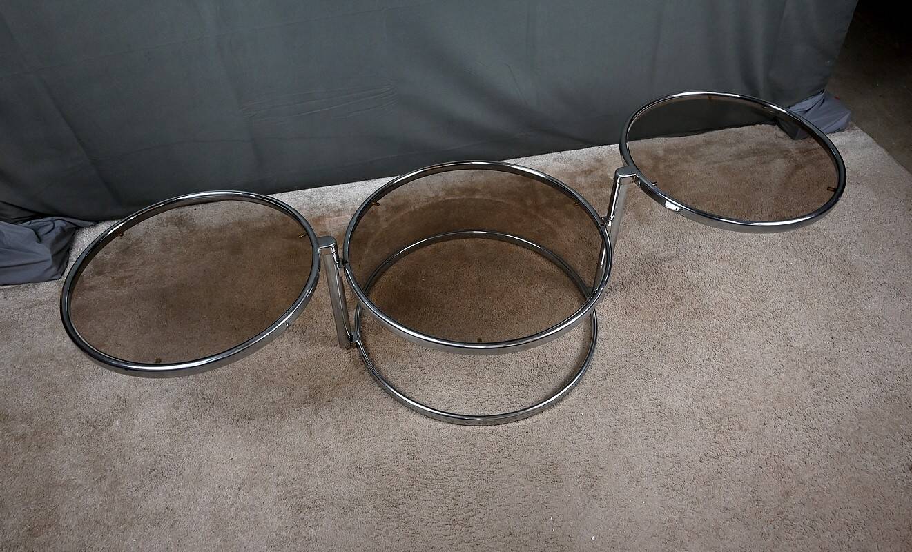 Coffee table with rotating trays, attributed to Milo Baughman – 1970