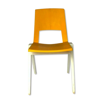 Chaise 1970 stamp 01 nurieux ref 214 p orange et blanche vintage