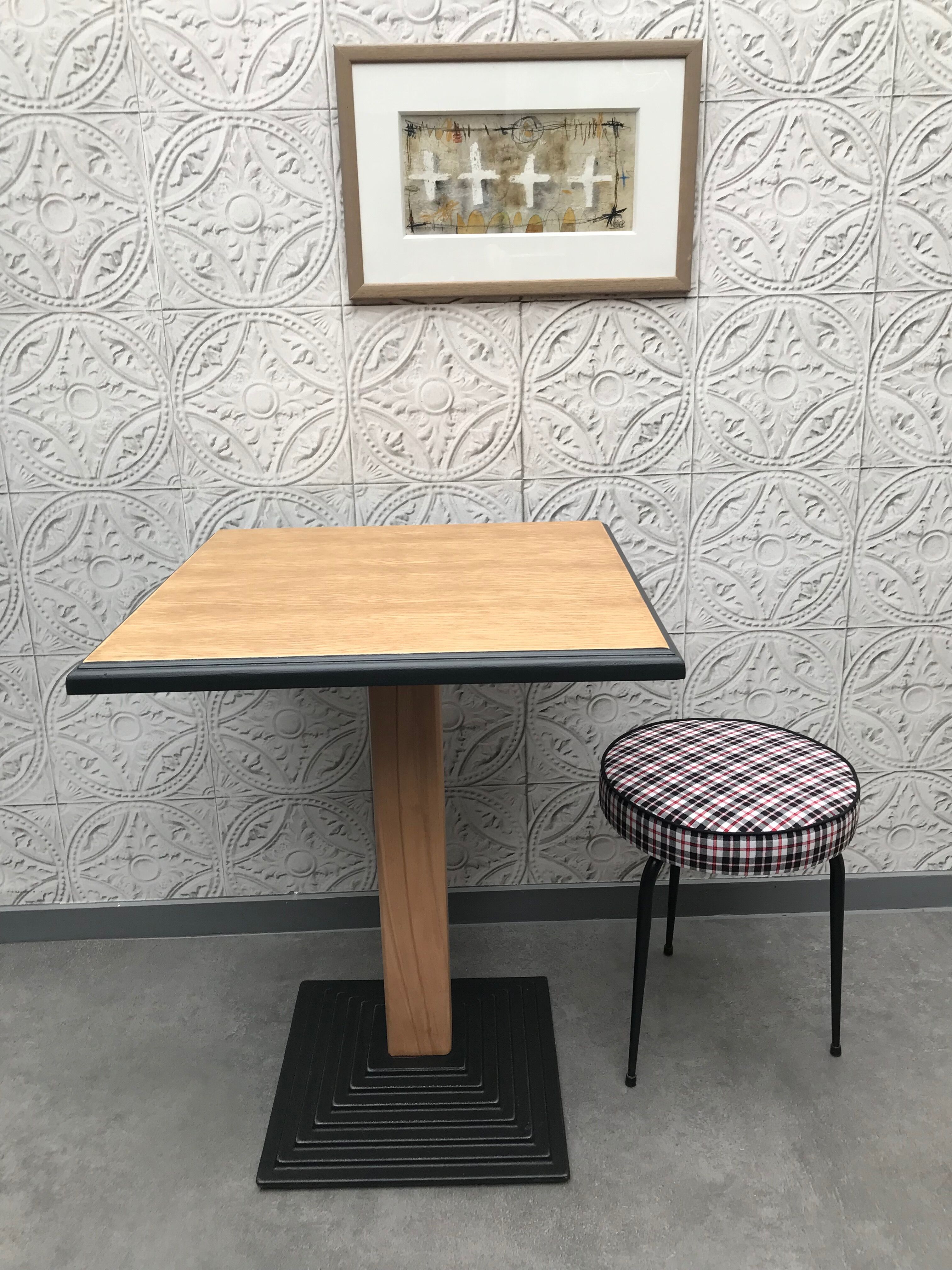 Bistro table wood and cast iron
