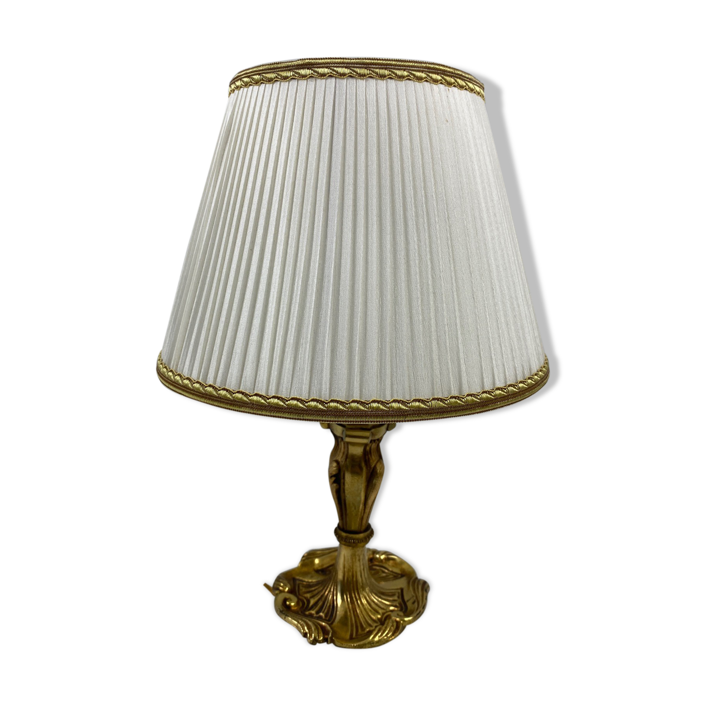 Massive brass lamp and 29cm fabric lampshade