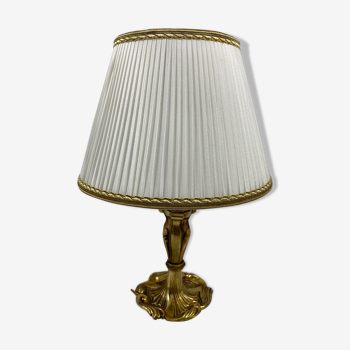 Massive brass lamp and 29cm fabric lampshade