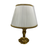 Massive brass lamp and 29cm fabric lampshade
