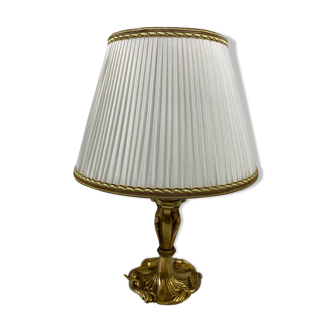 Massive brass lamp and 29cm fabric lampshade