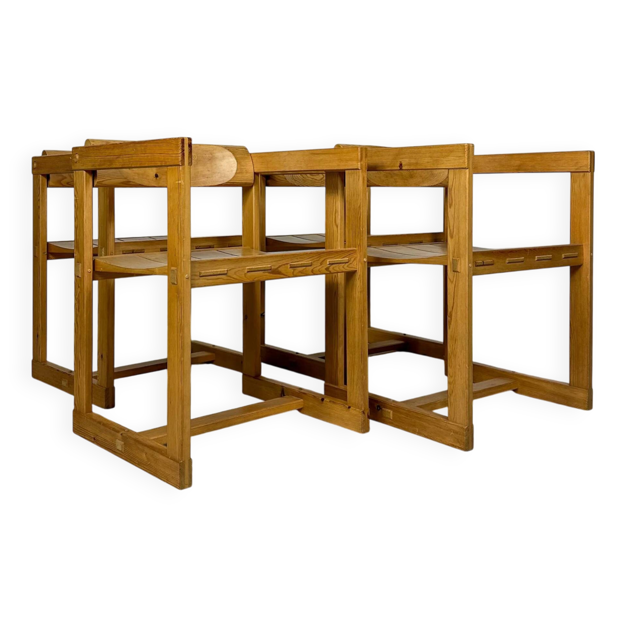 1960s Set of 4 Vintage Pine Model 313 Trybo Dining Chairs by Edvin Helseth