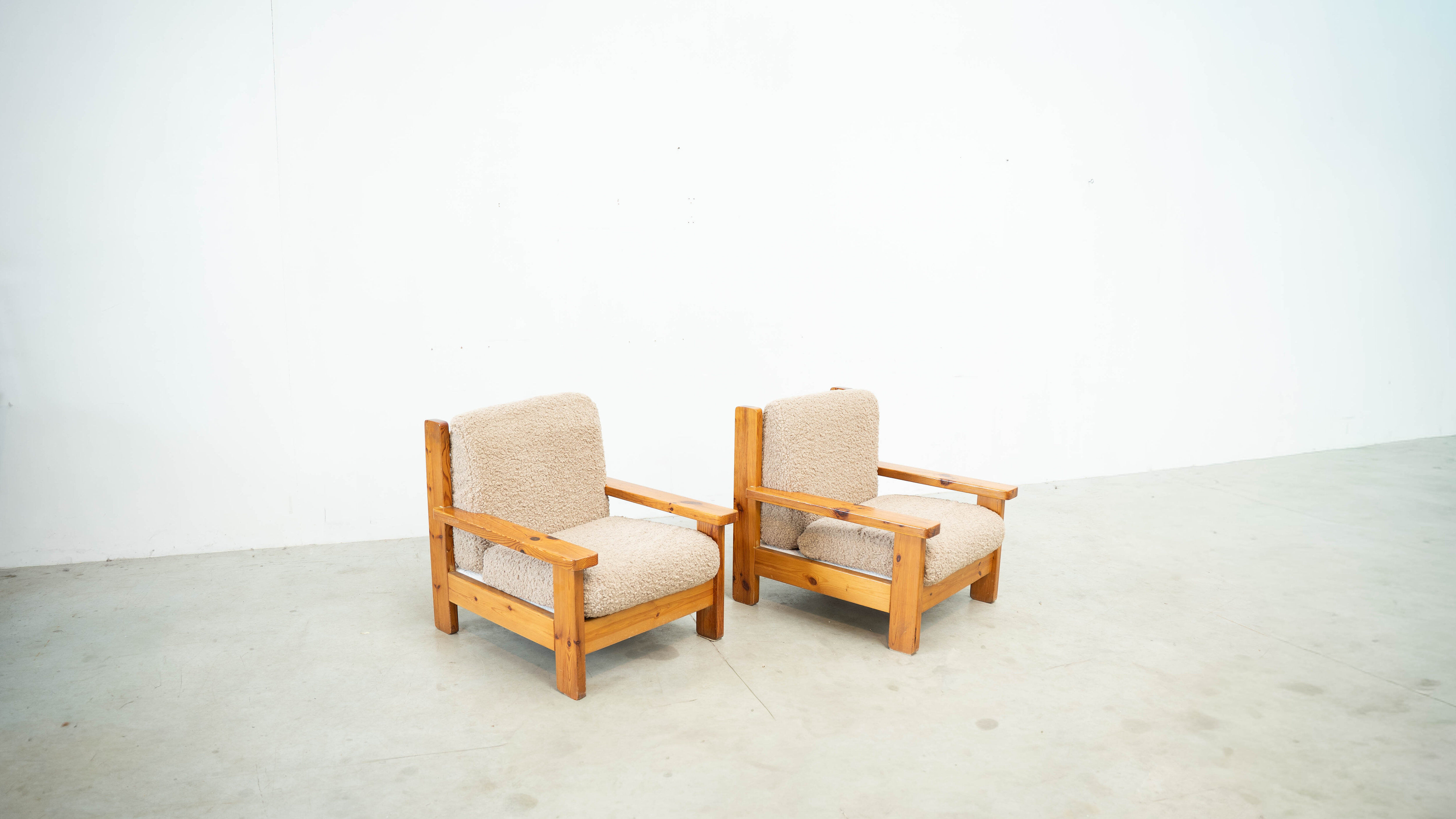 Set of two brutalist lounge chairs