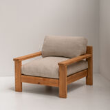 Minimalistic Mid-century Modern Lounge Chairs in Natural Wood, Italy, 1970s