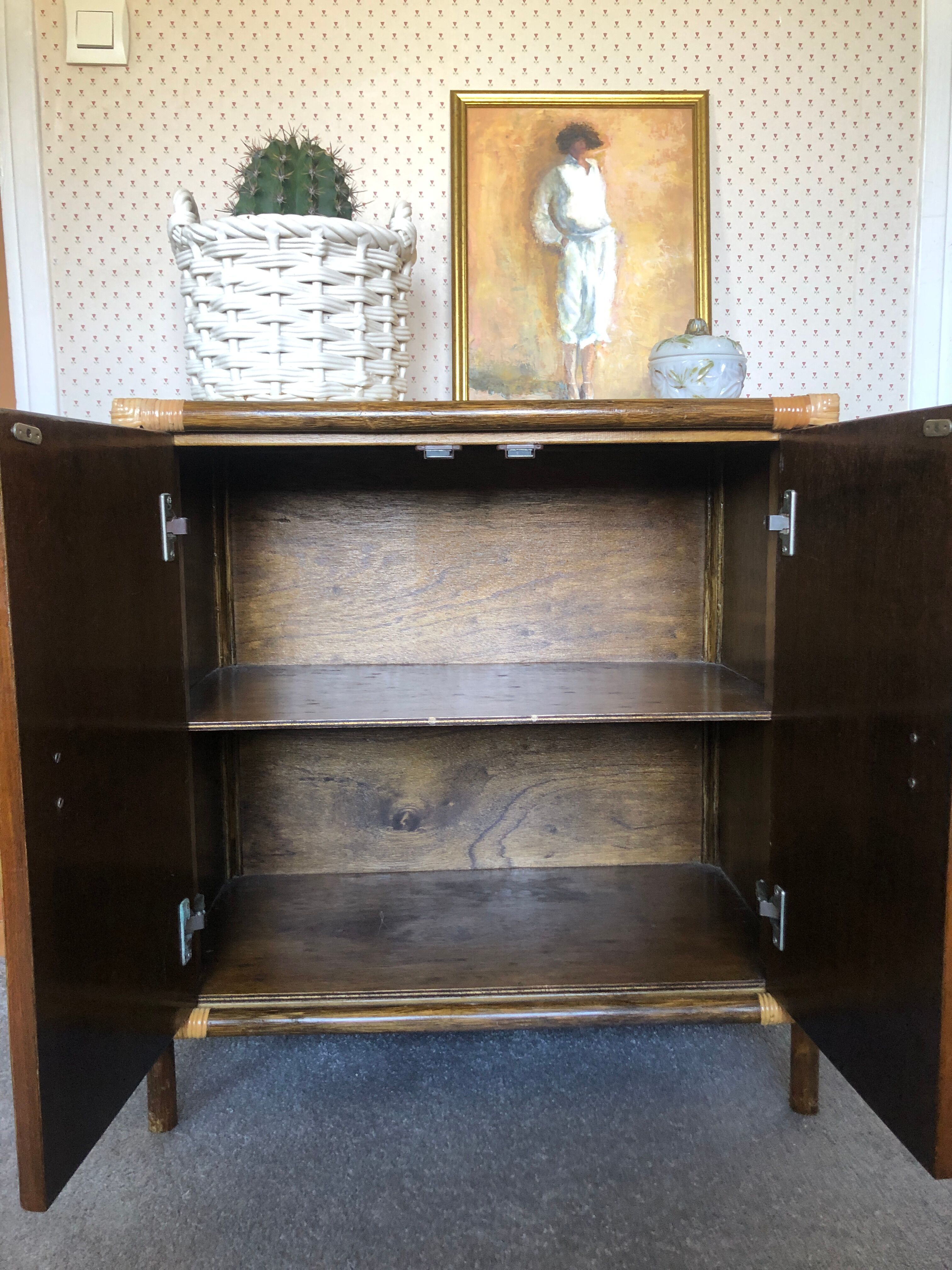 Vintage woven rattan sideboard
