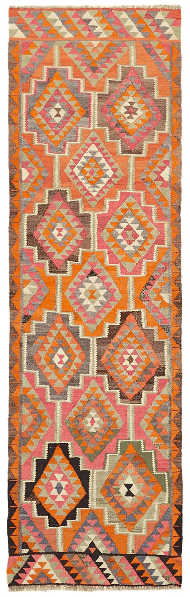 Turkish Handwoven Vintage Herki Kilim 95 cm x 300 cm