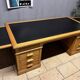 Large Desk "Banque De France" Oak and Leather Box Dish