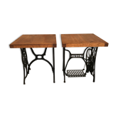 Lot of two vintage bistro tables two covered