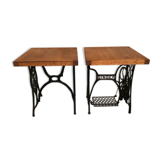 Lot of two vintage bistro tables two covered