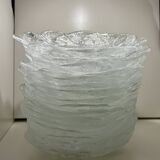 Assiette, Peakcock, verre de cristal, Lars Hellsten, Orrefors, Suède, 1970