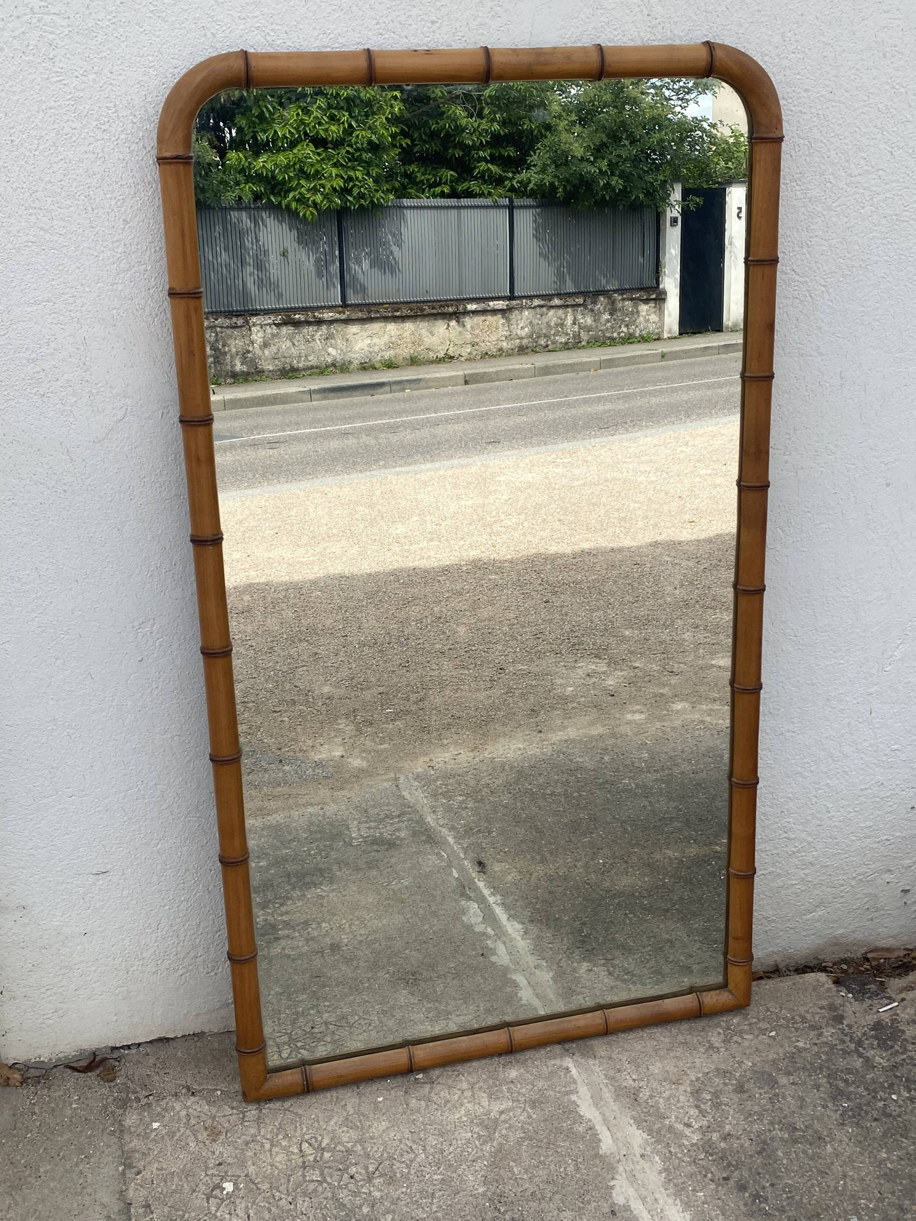 Wooden mirror imitation old bamboo