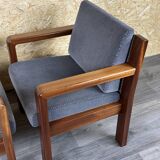 60s 70s Teak Easy Chair Lounge Chairs Danish Modern Design, Set of 2