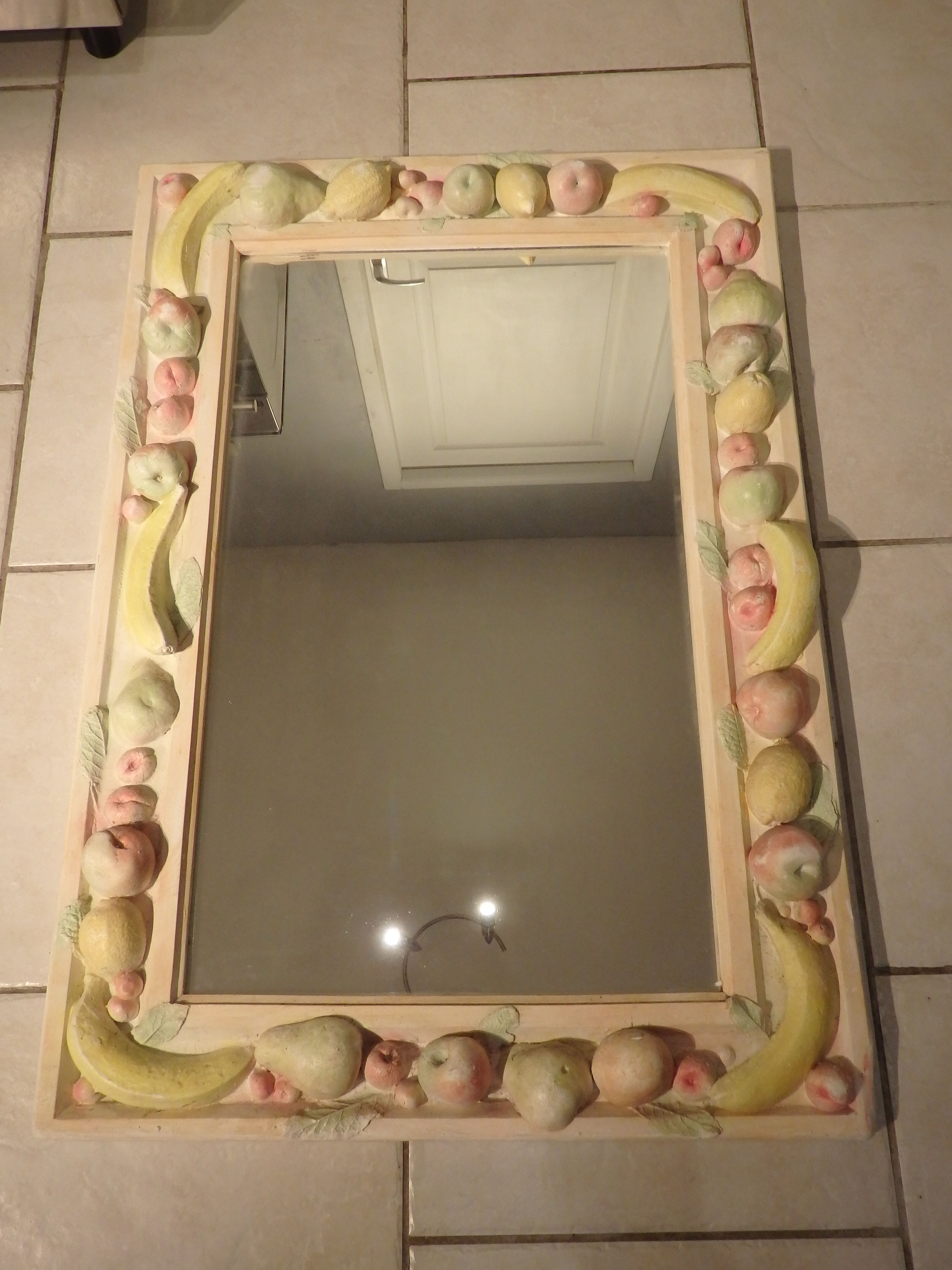 Vintage mirror year 70 80 Decorative Plaster Fruit Decorations