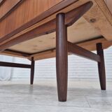 1960s, Danish chest of drawers with a mirror inside, original condition, teak wood.
