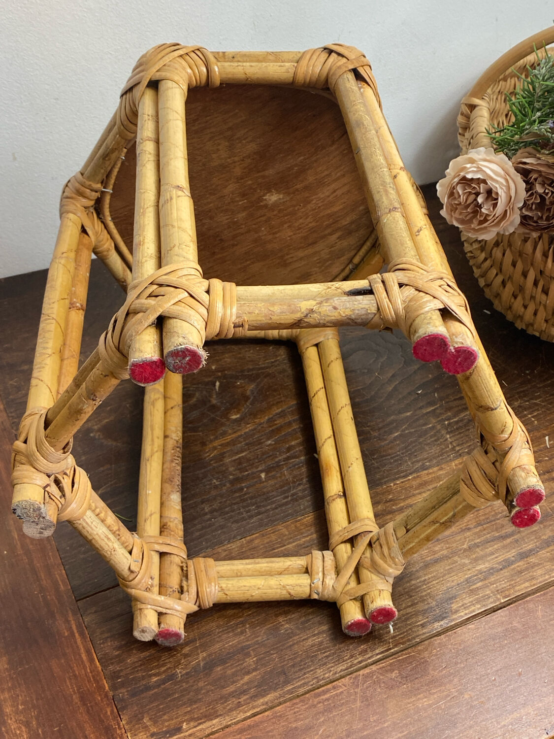 Low rattan stool