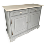 Robust country sideboard with country charm with marble handles in gray and white chalk