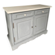 Robust country sideboard with country charm with marble handles in gray and white chalk