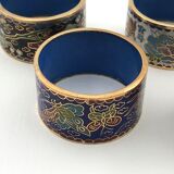 China, 4 rounds of vintage towels in cloisonné enamels/napkin ring cloisonné enamels