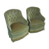 Paire de fauteuils crapaud capitonnés